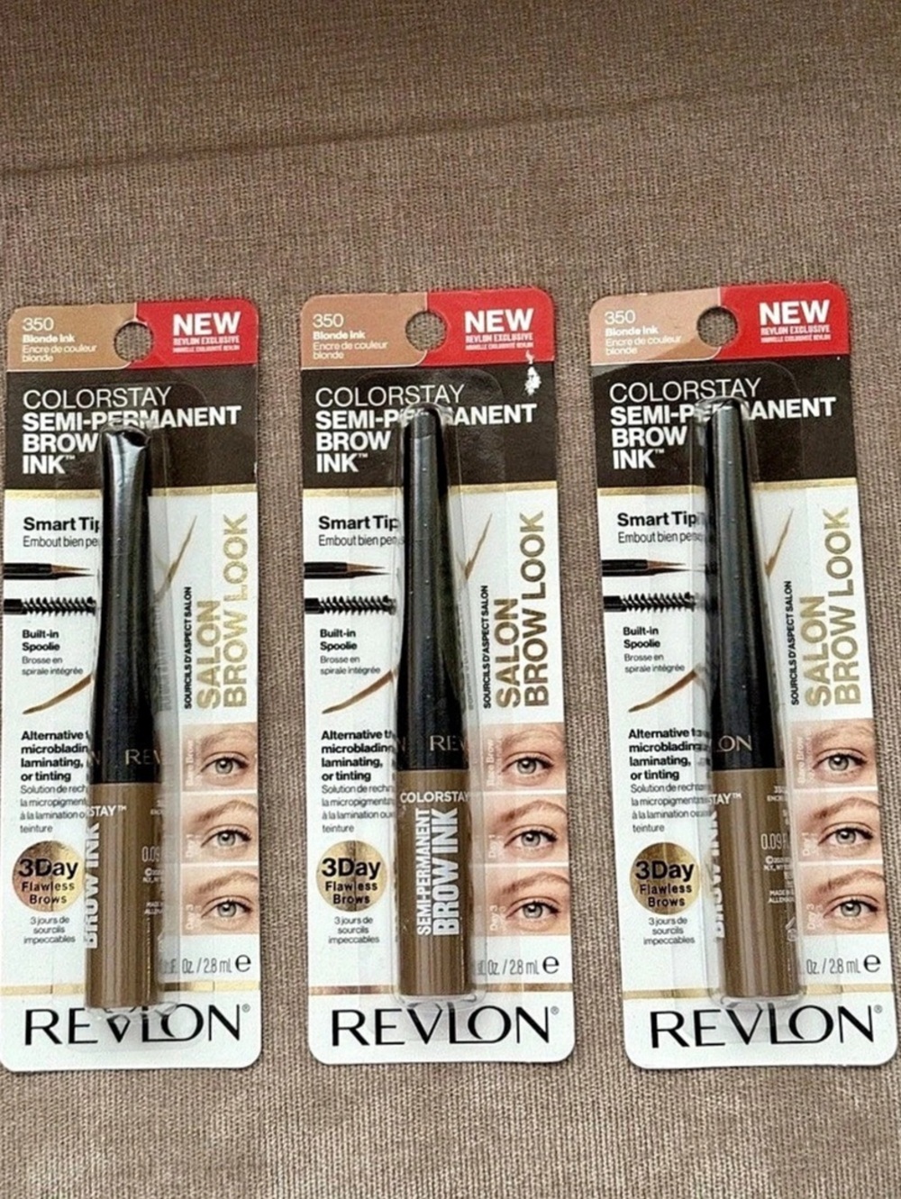 3X Revlon ColorStay Semi-Permanent Brow Ink 350 Blonde Ink